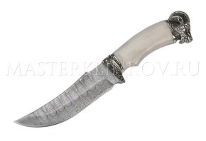 Нож из дамасской стали Восток, рукоять - рог лося литье архар