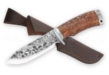 Нож из стали 9ХС Бобр, рукоять — карельская береза, литье мельхиор