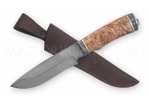 Нож из порошковой стали Vanadis 10 Волк, рукоять — карельская береза,  литье