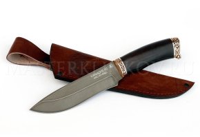 Нож из порошковой стали Vanadis 10 Беркут, рукоять — черный граб, литье бронза