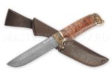 Нож из булатной стали Глухарь, рукоять - карельская береза, литье