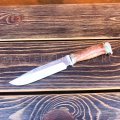 Нож из порошковой стали М390 Тапир, рукоять - карельская береза, мельхиор