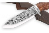 Нож из стали 9ХС Бобр, рукоять — карельская береза, литье мельхиор