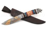 Нож из алмазной стали Волк, золочение, рукоять - комбинированная, наборная, литье