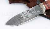 Нож из дамасской стали Бобр,гравировка, вырубка, рукоять - карельская береза, литье