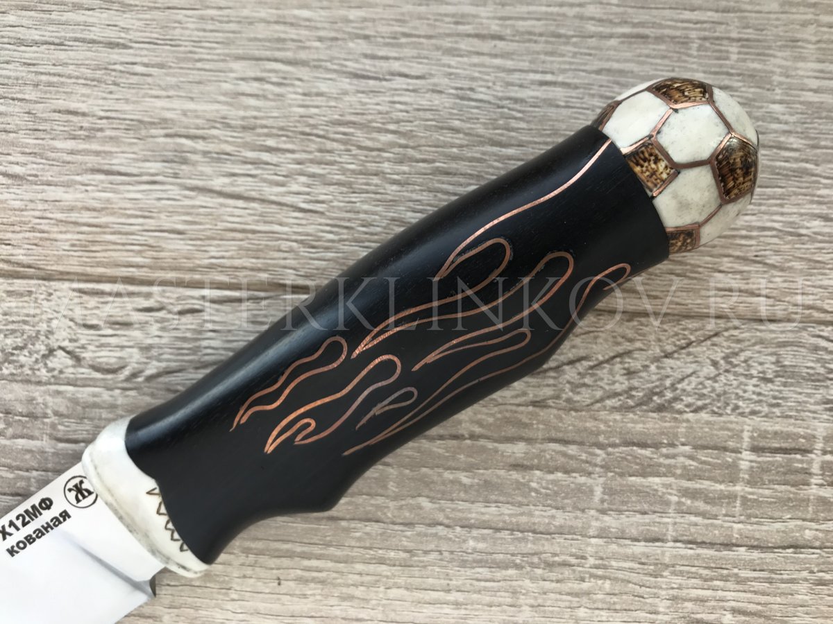 Композиция Футбол из стали Х12МФ, черный граб, рог лося