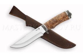 Нож из стали М390 Сокол, рукоять - карельская береза, литье