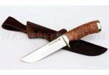Нож из порошковой стали Elmax Глухарь, рукоять - карельская береза, мельхиор
