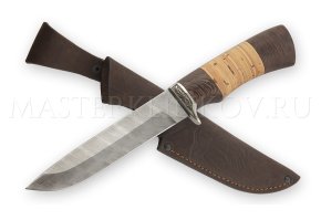 Нож из дамасской стали Клык, береста венге