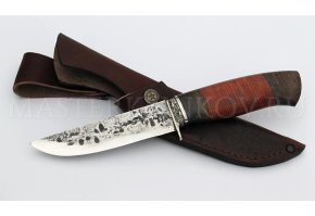 Нож из стали 9ХС Пушной, рукоять — венге и кожа