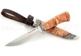 Нож из порошковой стали Elmax Соболь, рукоять и ножны - карельская береза, литье