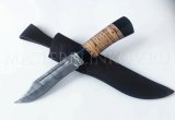 Нож из дамасской стали Кобра, рукоять - береста, граб