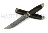 Нож из булатной стали Осетр, рукоять - черный граб, литье, ножны- черный граб