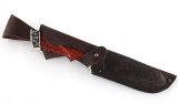 Нож из дамасской стали Бобр, долы, камень, рукоять - падук, резьба, литье