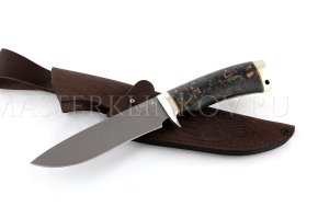 Нож из порошковой стали Böhler S390 Скат, рукоять — карельская береза (темная), мельхиор