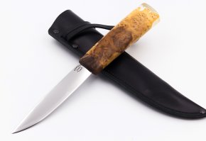 Нож из стали Х12МФ Якут средний, рукоять - кап каштана, акрил