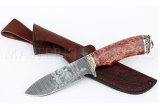 Нож из дамасской стали Бобр,гравировка, вырубка, рукоять - карельская береза, литье