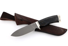 Нож из порошковой стали Böhler S390 Бобр, рукоять —  черный граб, мельхиор