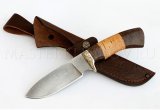 Нож из дамасской стали Бобр, рукоять- береста, венге