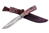Нож из дамасской стали Клык, рукоять - карельская береза, литье