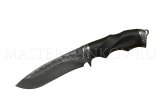 Нож из дамасской стали Скиф, рукоять черный граб, литье, фигурная