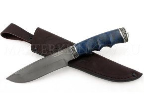 Нож из порошковой стали Vanadis 10 Волк, рукоять под пальцы — стаб. карельская береза,  литье