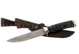 Нож из дамасской стали Соболь, рукоять - черный граб, мельхиор