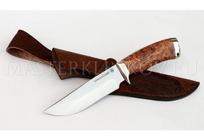 Нож из порошковой стали Elmax Сокол, рукоять - карельская береза, мельхиор