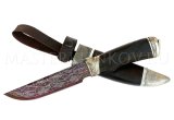 Нож Егерь, мозаичный дамаск, черный граб, литье