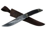 Нож из дамасской стали Осетр, гравировка, рукоять - венге, резьба, литье