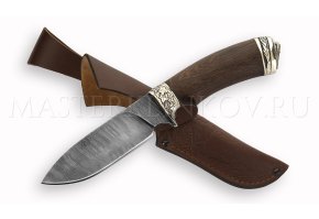 Нож из дамасской стали Бобр, рукоять - венге, литье