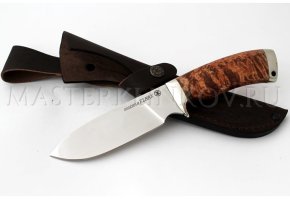 Нож из порошковой стали Elmax Бобр, рукоять - карельская береза, мельхиор