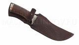 Нож из булатной стали Восток, долы, камень, рукоять - карельская береза, литье