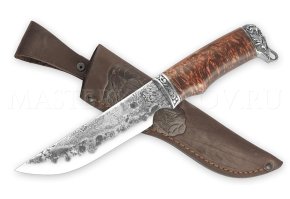Нож из стали 9ХС Золотоискатель, рукоять — карельская береза, литье