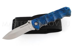 Нож складной из стали Elmax - 007 Зубр, рукоять - карельская береза, под пальцы