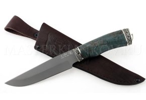 Нож из порошковой стали Böhler S390 Медведь, рукоять — стаб. карельская береза, литье