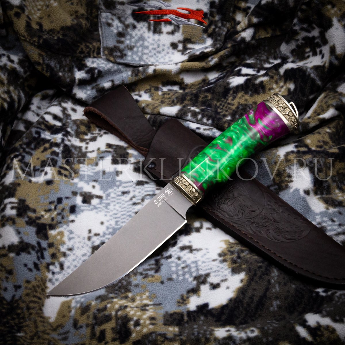 Нож Егерь из стали S390, рукоять - акрил, литье