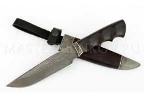 Нож из стали Р12М быстрорез Медведь, рукоять и ножны - черный граб, литье
