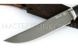 Нож из булатной стали Осетр, рукоять - черный граб, литье конь