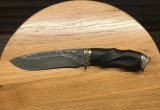 Нож из дамасской стали Скиф, рукоять черный граб, литье, фигурная