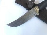 Нож из дамасской стали Восток, рукоять - черный граб, литье волк