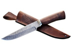 Нож из дамасской стали Медведь, рукоять - венге