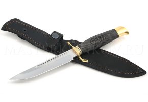 Нож из стали Х12МФ Финка НКВД реплика, черный граб, резьба, литье