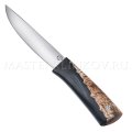 Нож из стали Х12МФ Якут большой, рукоять - карельская береза, черный акрил