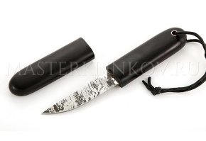 Нож из стали D2 Брелок-3, рукоять и ножны - черный граб