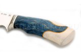 Нож из порошковой стали М390 Бобр, рукоять и ножны - карельская береза, рог лося