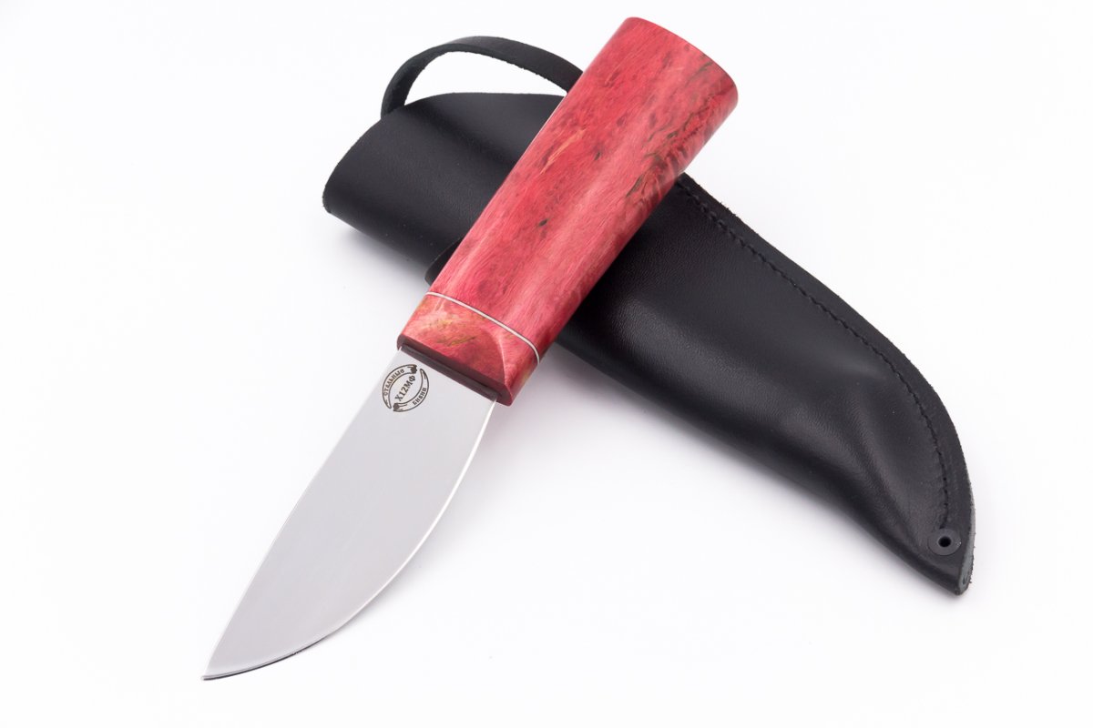 Нож из стали Х12МФ Якут шкуросъемный, рукоять - стабилизированная карельская береза