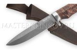 Нож из булатной стали Пехотный, рукоять - карельская береза, мельхиор
