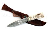 Нож из дамасской стали Скат, гравировка, рог лося