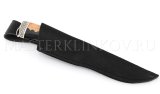 Нож из дамасской стали Медведь, долы, камень, рукоять - карельская береза, композит